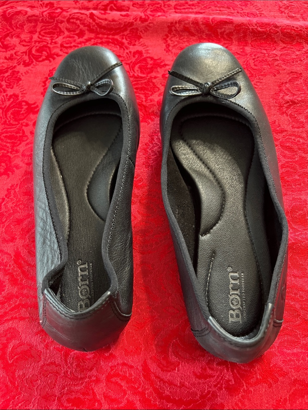 Born Women’s Black Leather Ballet Flats Size 9M Bow Comfort Shoes - Picture 4 of 8